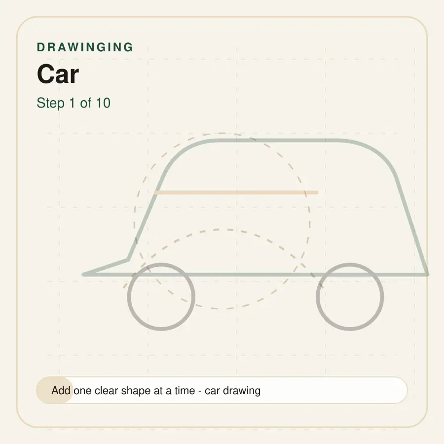 car drawing step 1