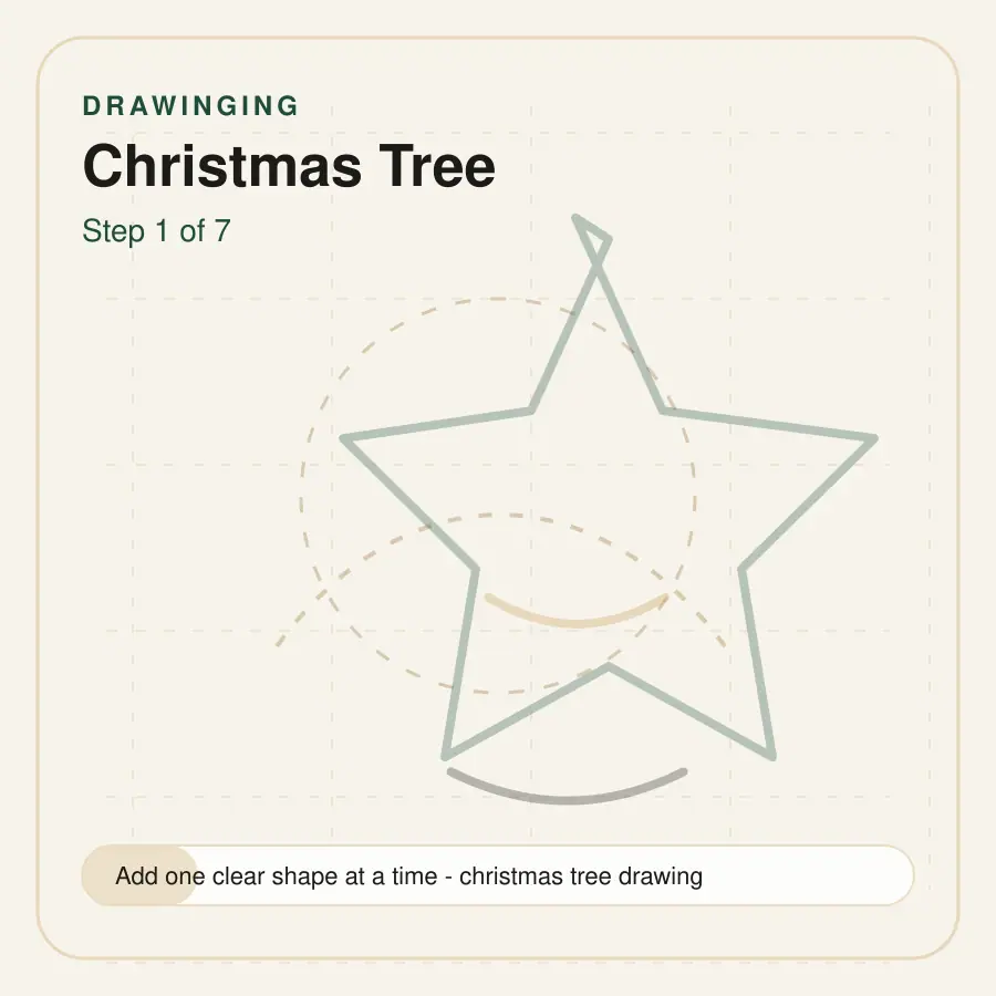 christmas tree drawing step 1