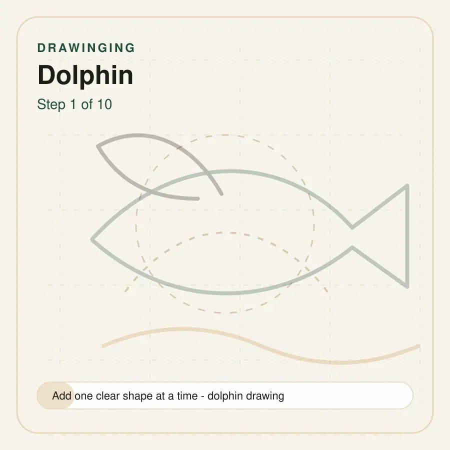 dolphin drawing step 1