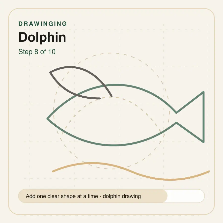 dolphin drawing step 8