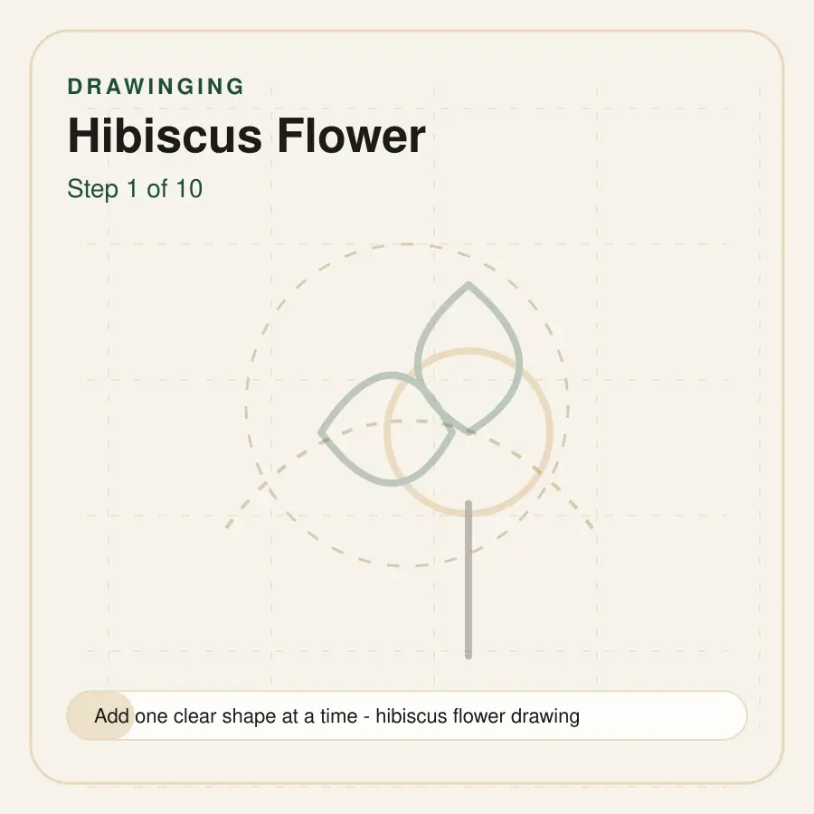 hibiscus flower drawing step 1