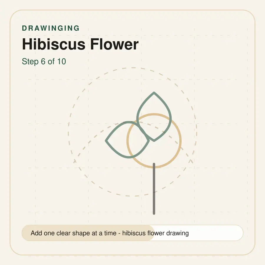 hibiscus flower drawing step 6