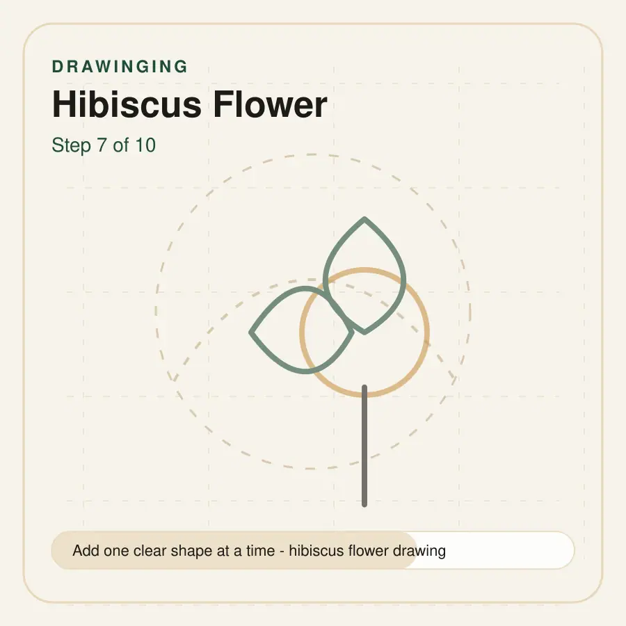 hibiscus flower drawing step 7
