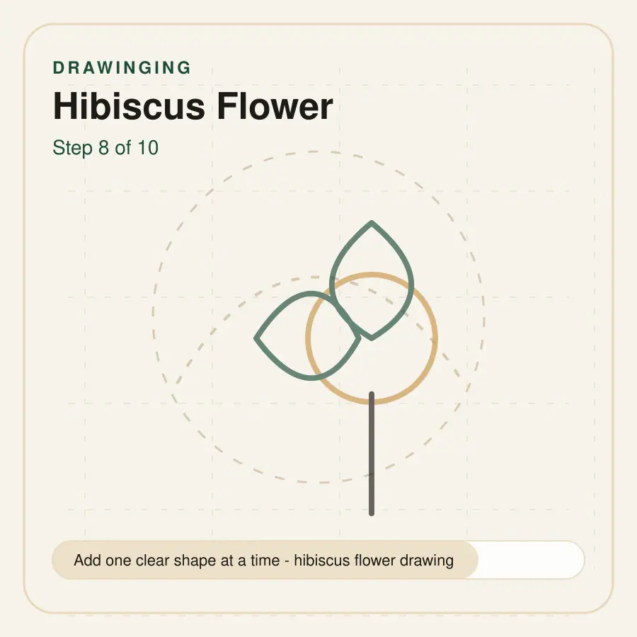 hibiscus flower drawing step 8