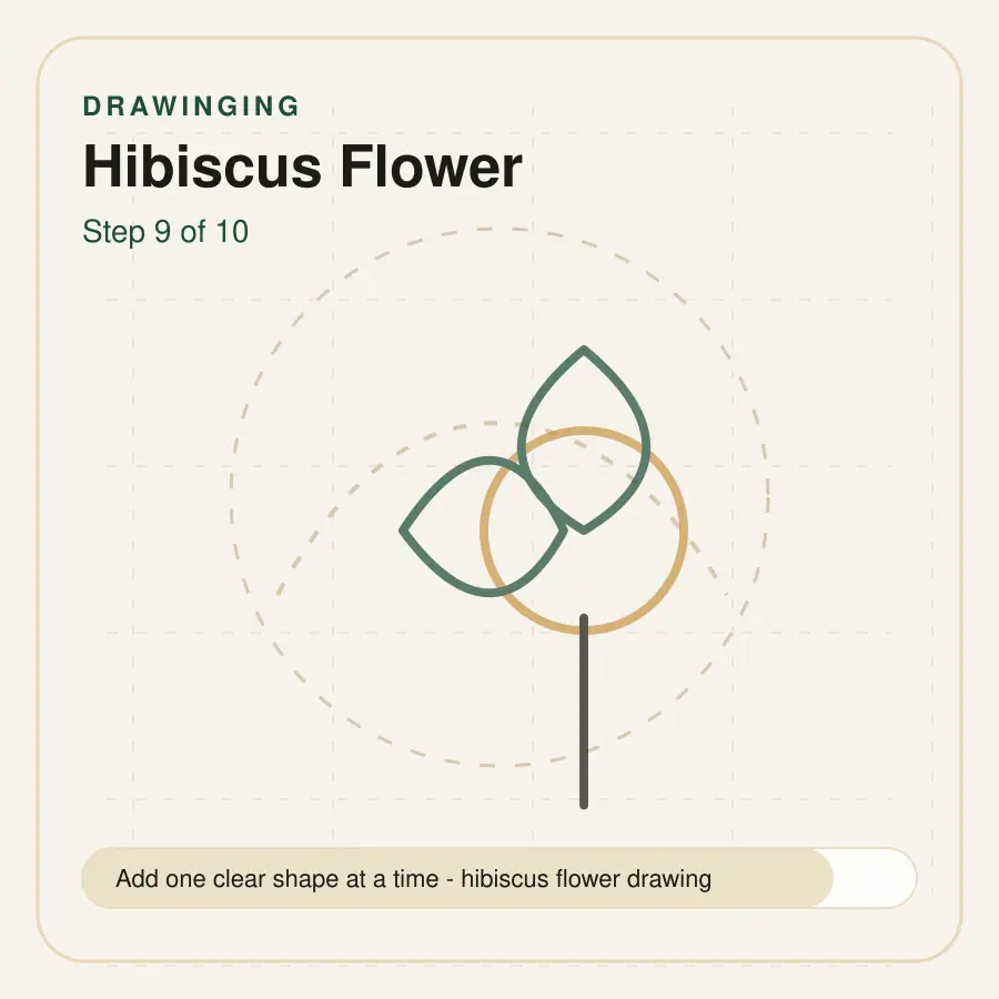 hibiscus flower drawing step 9