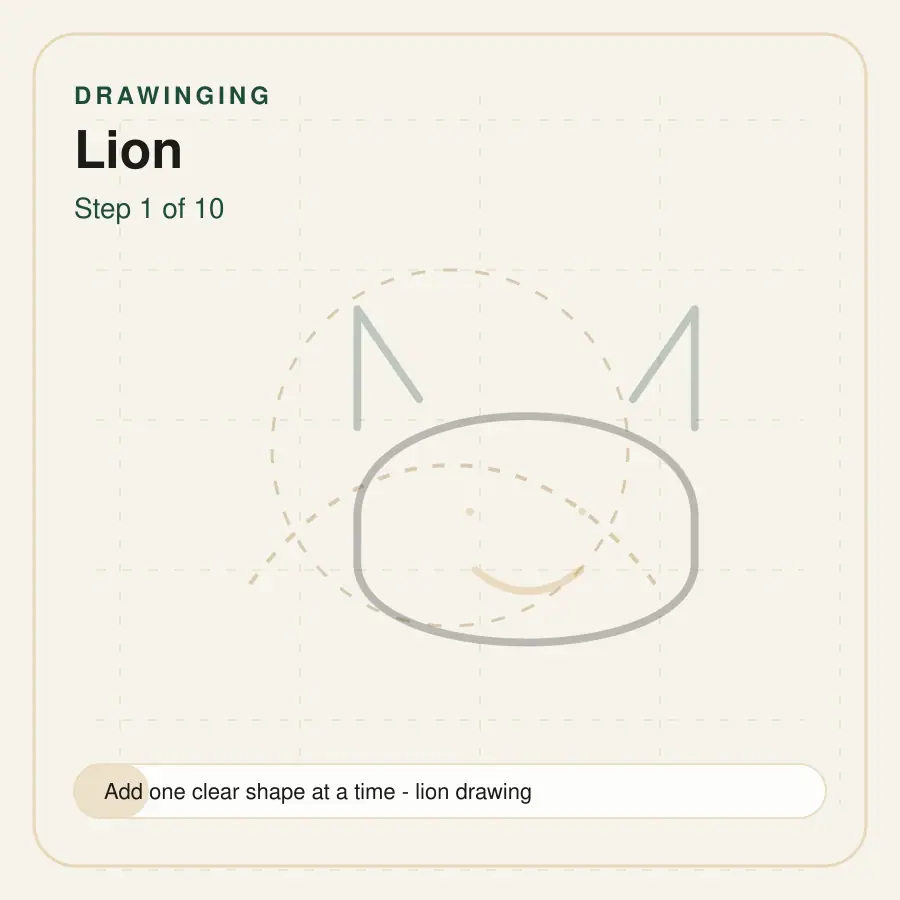 lion drawing step 1