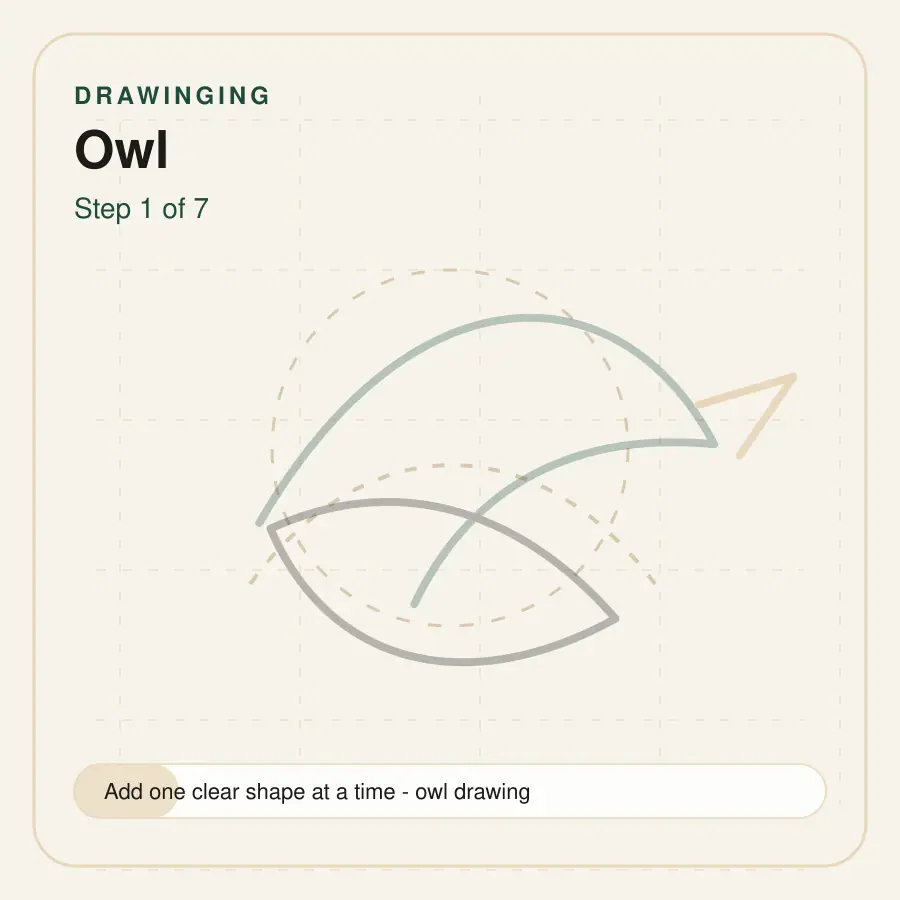 owl drawing step 1