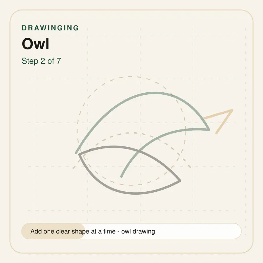 owl drawing step 2
