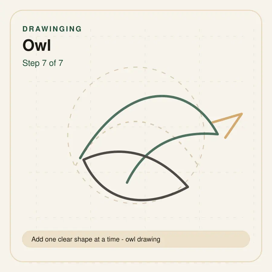 owl drawing step 7