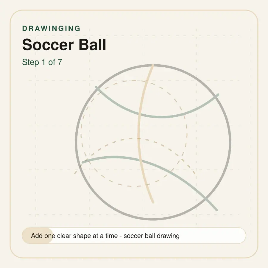 soccer ball drawing step 1