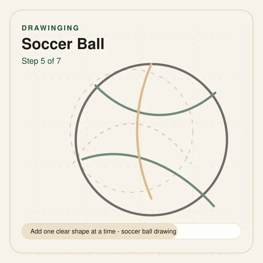 soccer ball drawing step 5