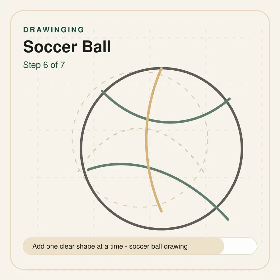 soccer ball drawing step 6
