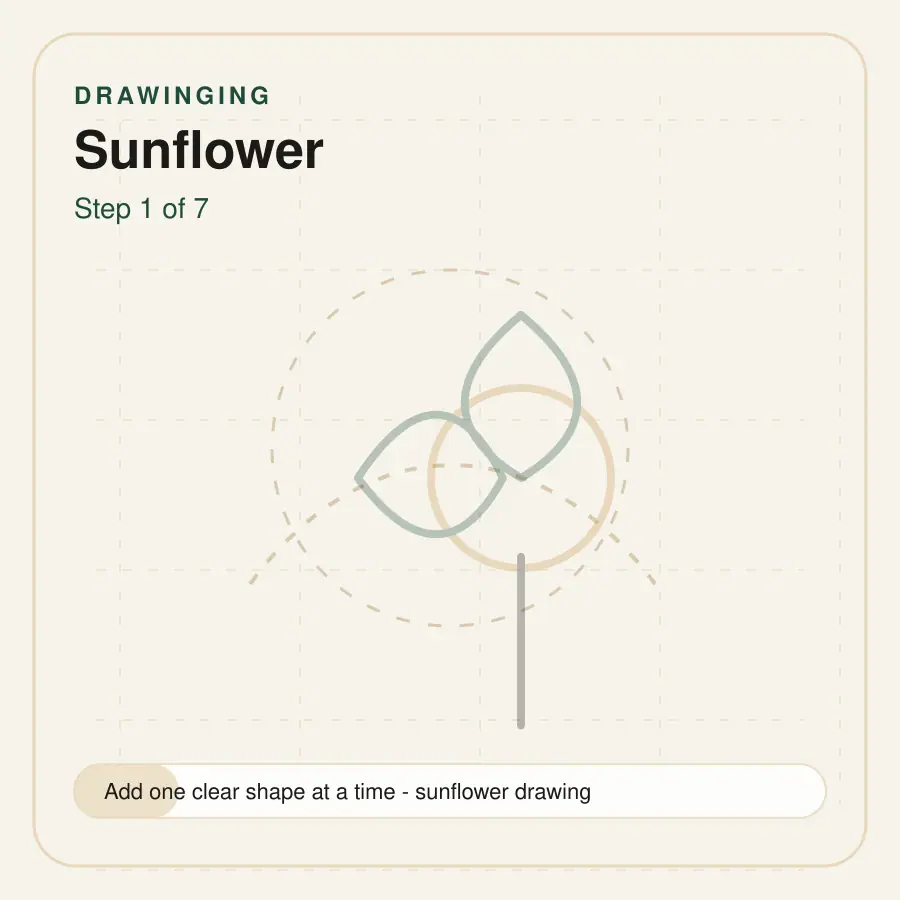 sunflower drawing step 1