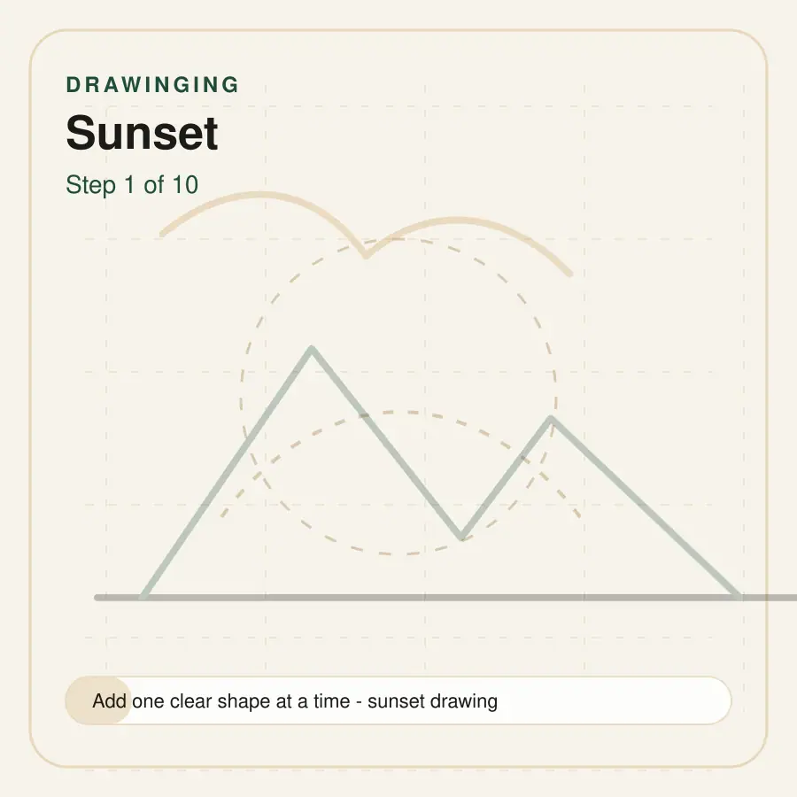 sunset drawing step 1