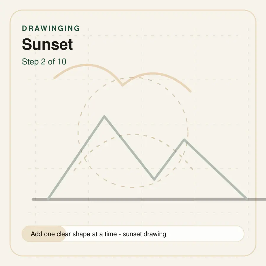 sunset drawing step 2