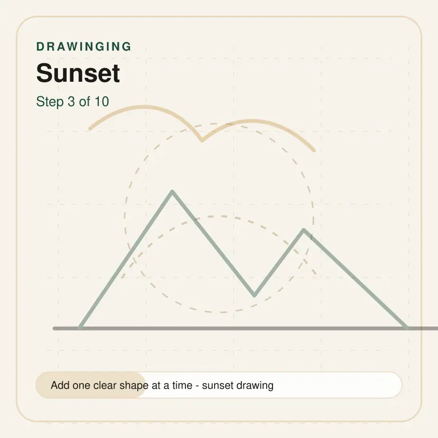 sunset drawing step 3