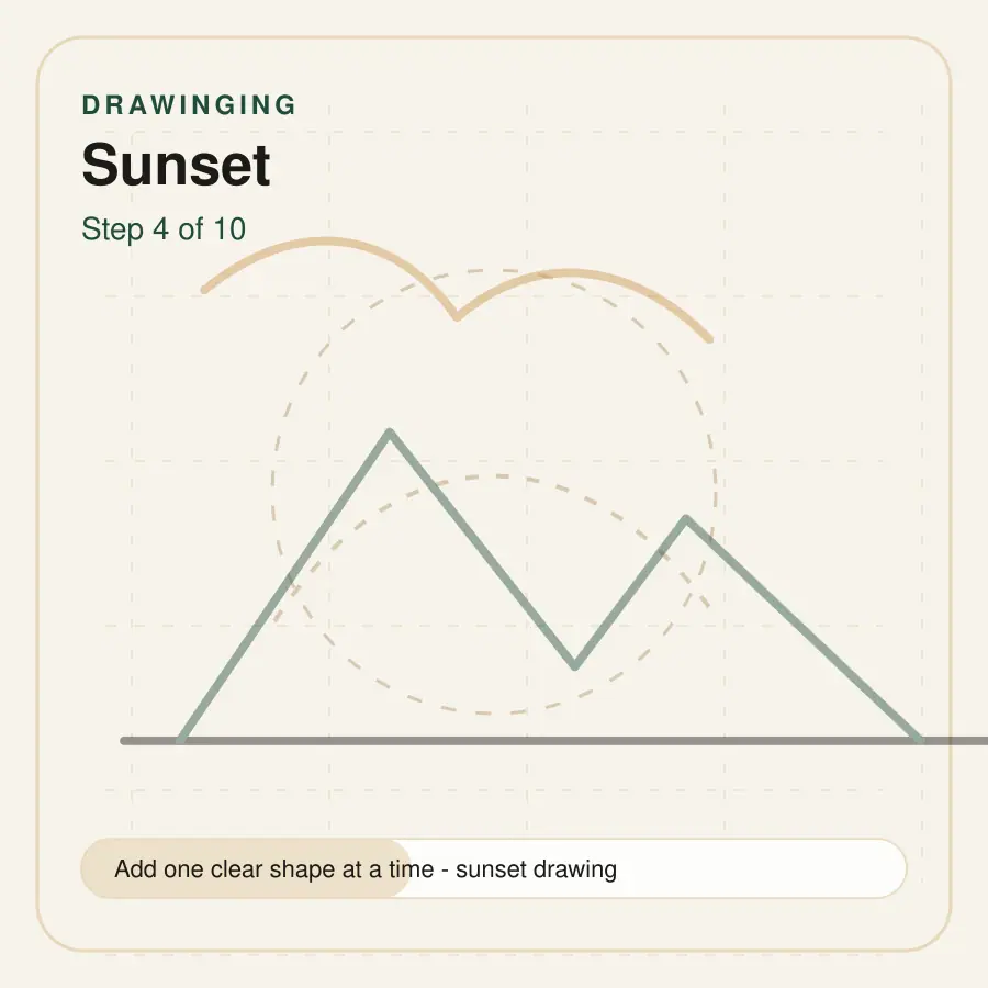 sunset drawing step 4