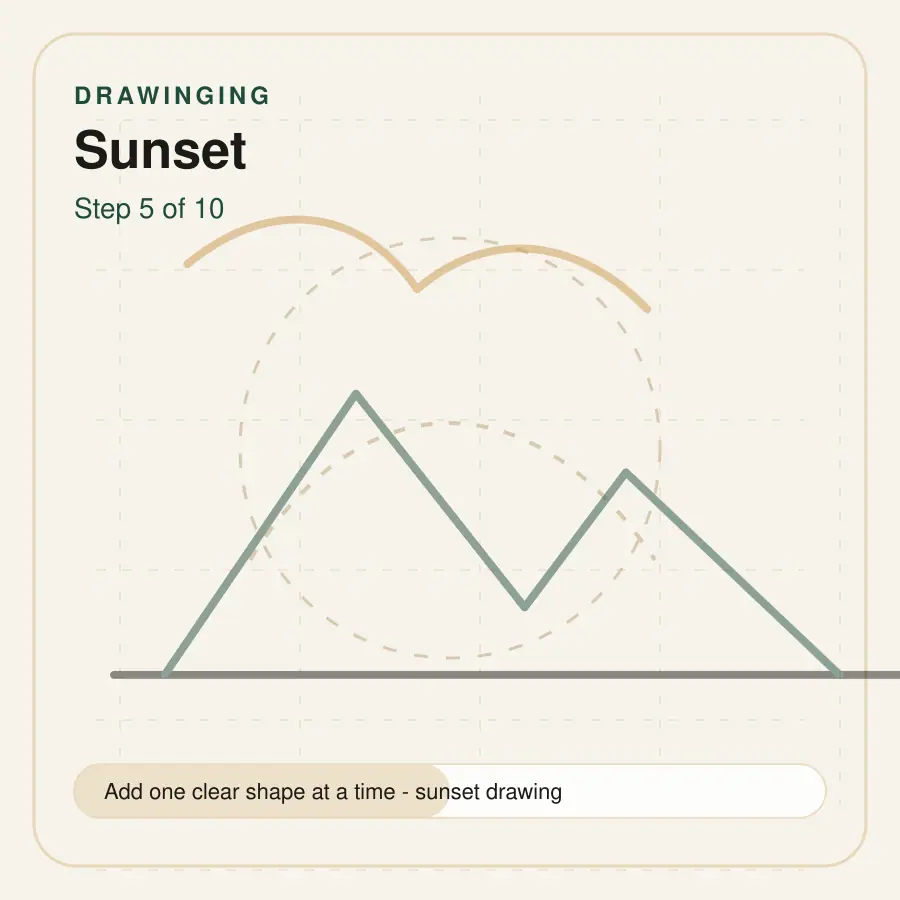 sunset drawing step 5