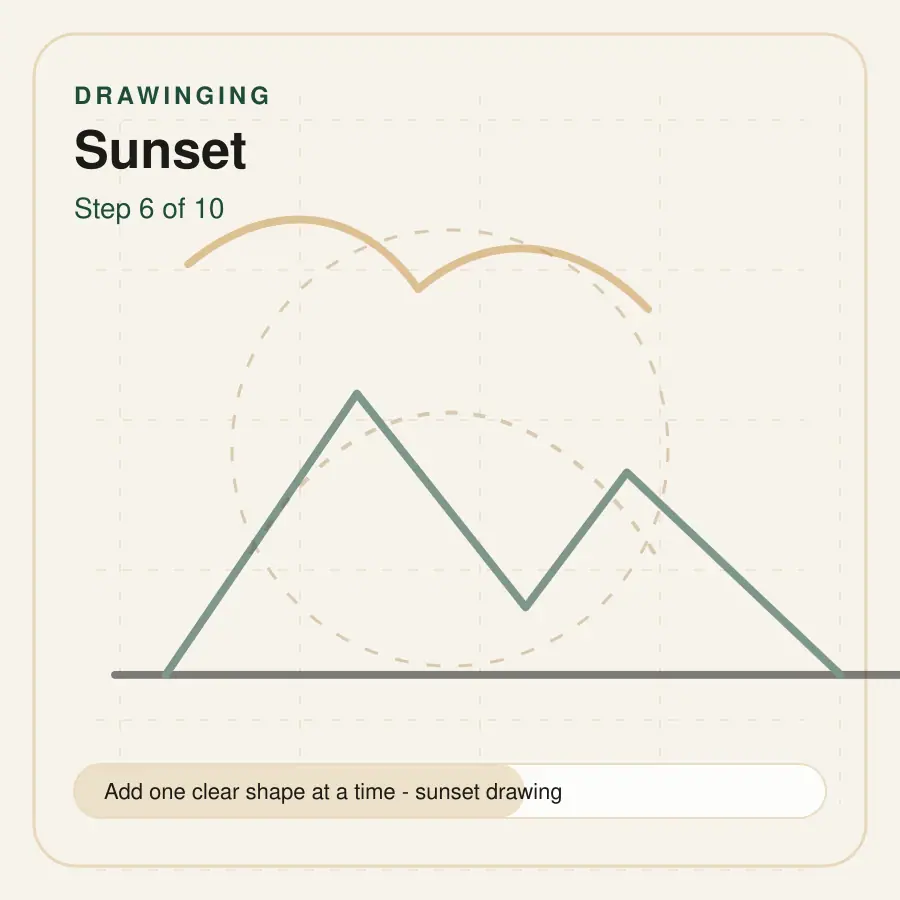 sunset drawing step 6