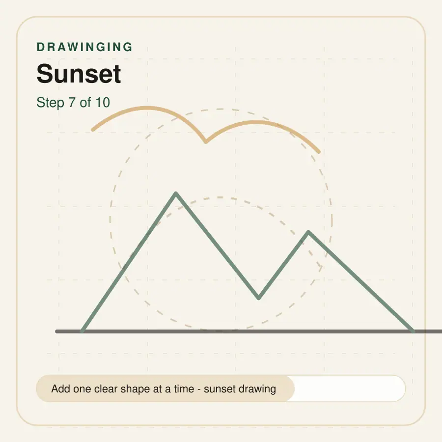 sunset drawing step 7