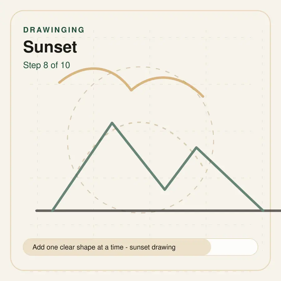sunset drawing step 8