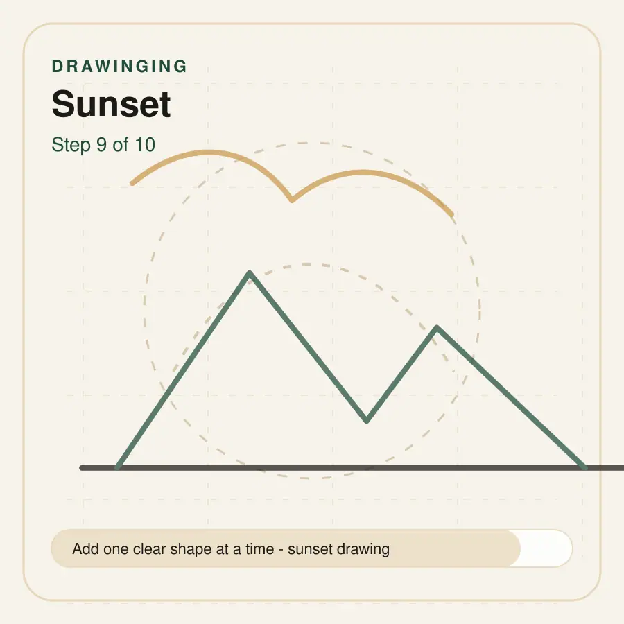 sunset drawing step 9