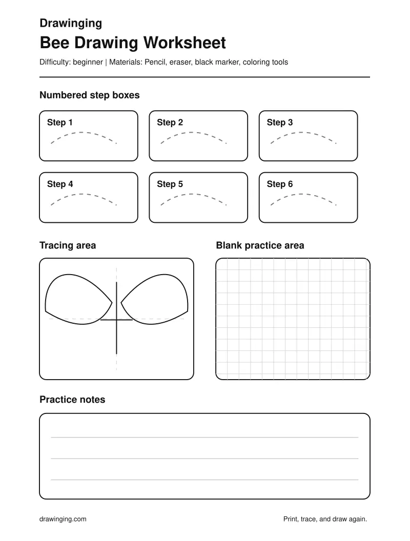 Bee Drawing Worksheet