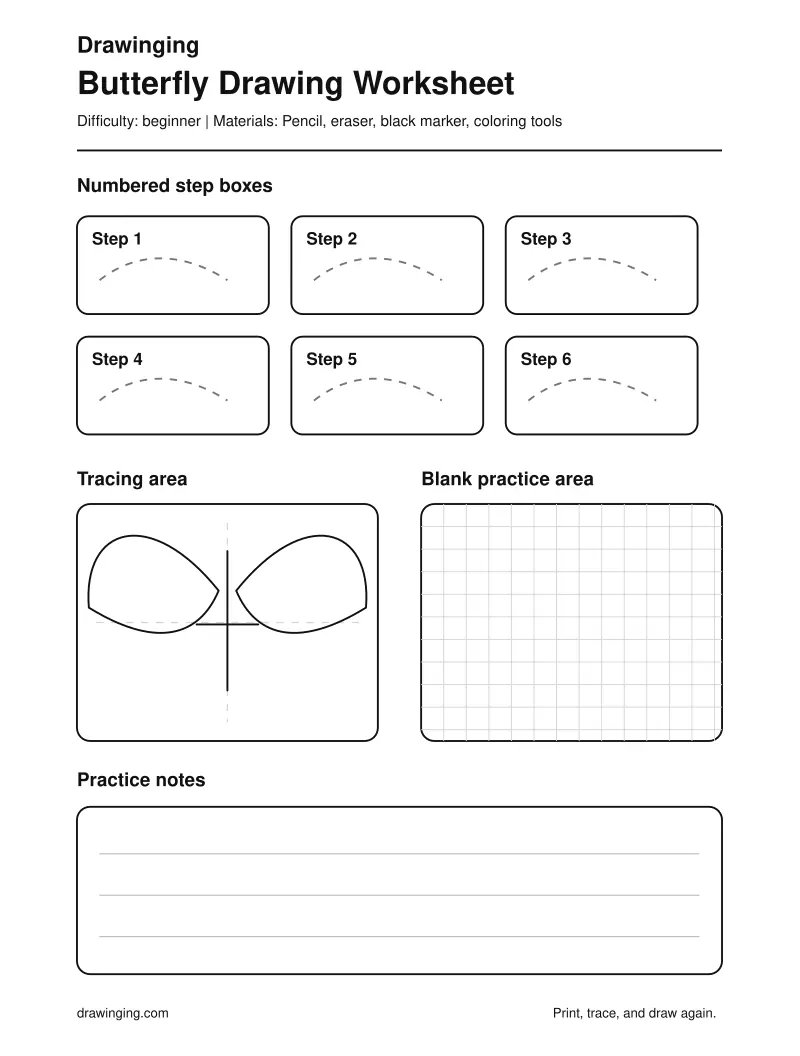 Butterfly Drawing Worksheet