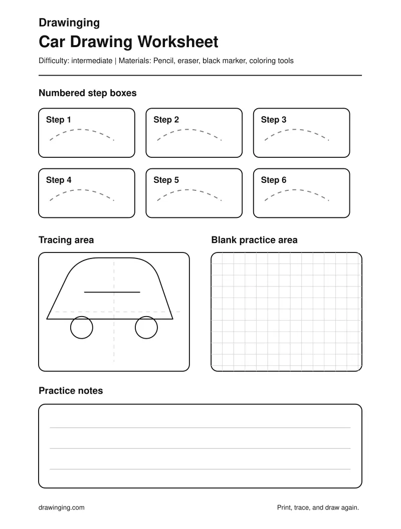 Car Drawing Worksheet
