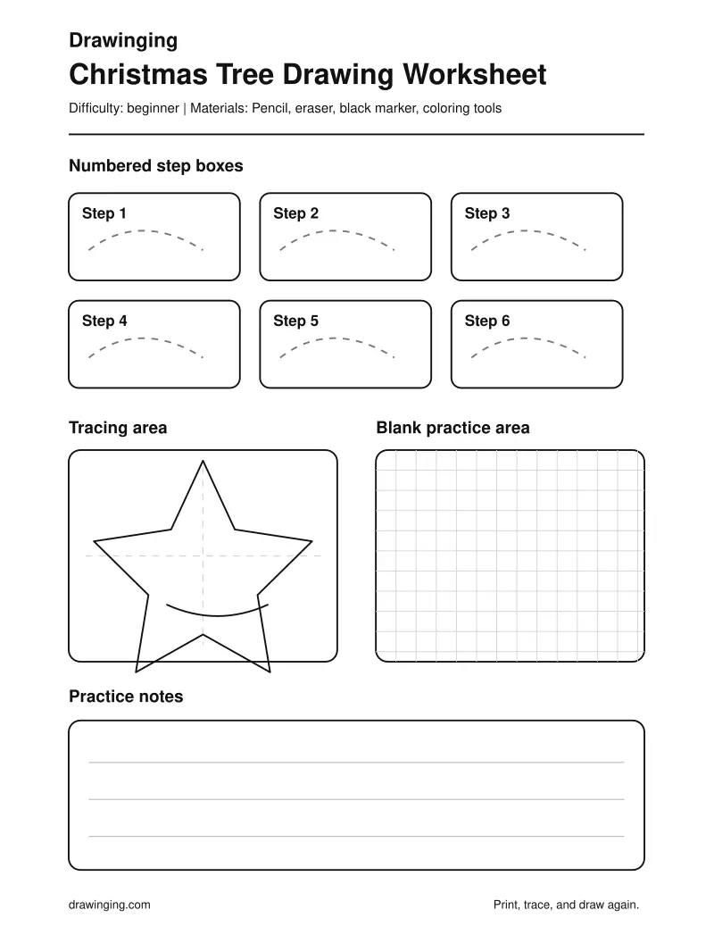 Christmas Tree Drawing Worksheet