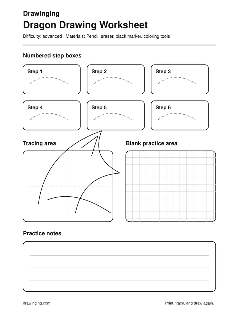 Dragon Drawing Worksheet