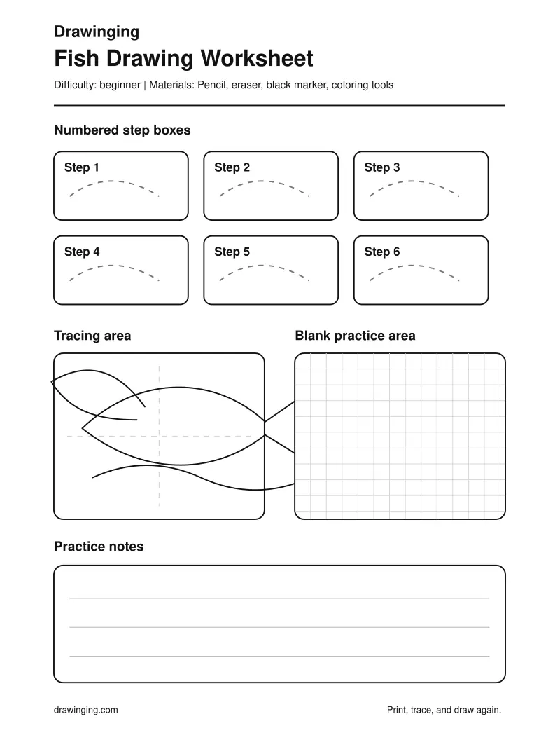 Fish Drawing Worksheet