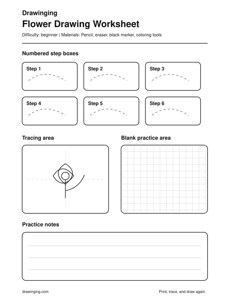 Flower Drawing Worksheet