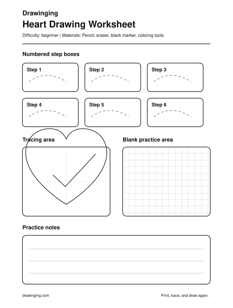 Heart Drawing Worksheet