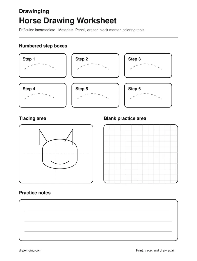 Horse Drawing Worksheet