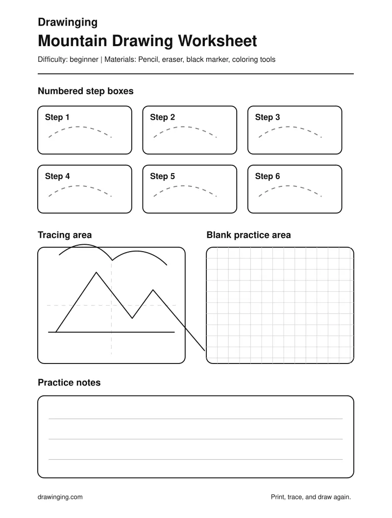 Mountain Drawing Worksheet