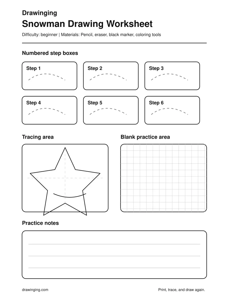 Snowman Drawing Worksheet