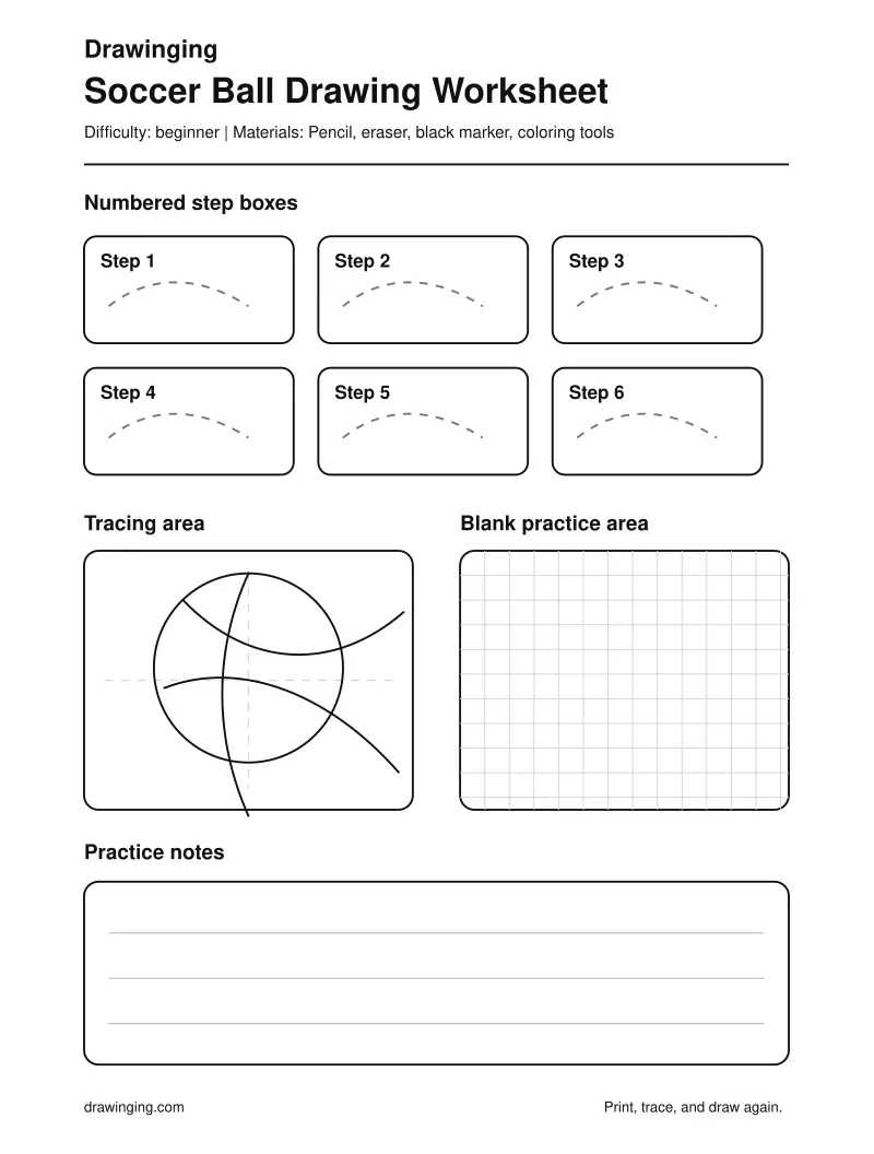 Soccer Ball Drawing Worksheet