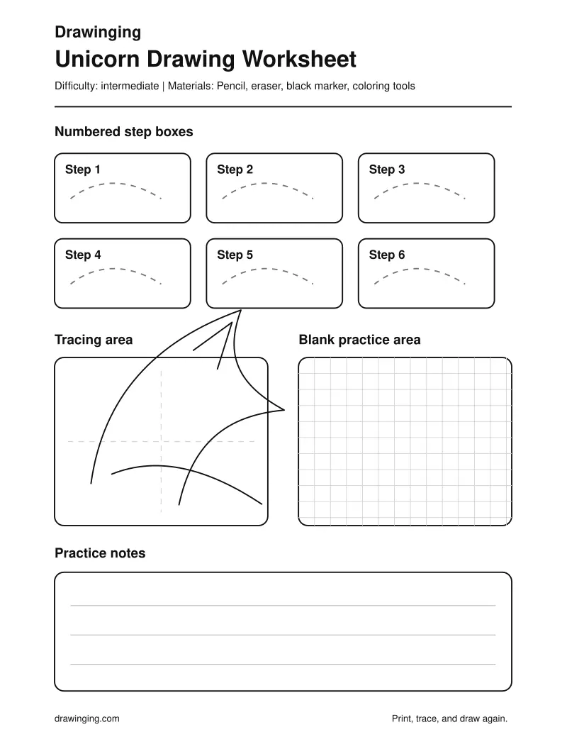 Unicorn Drawing Worksheet