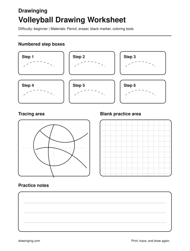 Volleyball Drawing Worksheet